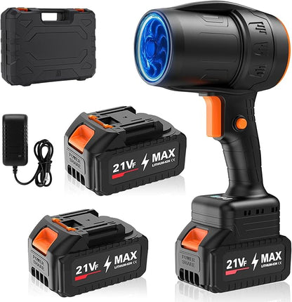 Handheld Electric Cordless Leaf Blower – 500,000RPM Mini Turbo Jet Blower with 2×4.0Ah Batteries & Charger, Lightweight for Patio, Lawn, Garage Cleaning (Black)