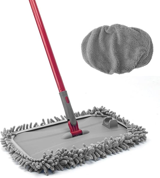 KeFanta Extra Large Microfiber Flat Mop for Floor Cleaning,16” Wide Dust Mop with 2 Reusable Pads,55" Long Handle Wet & Dry Sweeper Kit for Hardwood,Tile,Laminate,Vinyl Floor