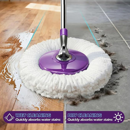 Spin Mop and Bucket with Wringer Set,Masthome 360°Spinning Bucket System with 3 Reusable Pads,EasyWring Microfiber Mop and Buckets for Floor Cleaning, Wet Dry Floor Mop for Home & Office