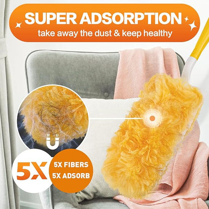 Heavy Duty Duster Refills (30Pack+1Handle), Unscented Disposable Dusters Kit for Cleaning Dusting Furniture Blind Ceiling Fan, Multi Surface 360 Feather Duster