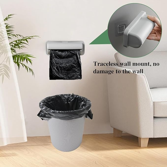 2 PCS Trash Bag Dispenser Roll Holder Bottom of Can, Adhesive Wall Mount Kitchen Garbage Bag Organizer and Storage Under Sink Inside Trashcan Cabinet for Home Bathroom (Beige)
