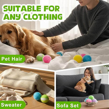 12 PCS Pet Hair Remover for Laundry, Reusable Dog & Cat Hair Remover Balls, Washing Machine Pet Hair Catcher & Lint Remover for Clothes, Bedding, Safe on Fabrics