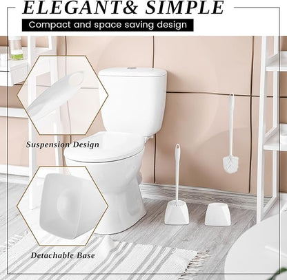 FoldTier 30 Sets Toilet Holder and Brush Set 16.14 Inch Toilet Bowl Cleaner Brush with Caddy Bathroom Scrub Plastic Scrubber with Long Handle for Bathroom Cleaning, Easy to Assemble (White)