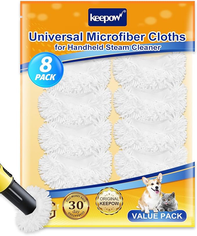 8 PCS Universal Microfiber Cloths for Handheld Steam Cleaner Accessories Compatible with Bissell Steam Shot Omni Compatible with PurSteam/Wagner Spraytech/McCulloch Reusable Washable Steam Mop Cloths