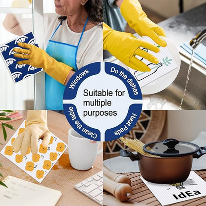 Swedish Dishcloths for Kitchen | 6 Pack Floral Reusable Paper Towels Washable | Swedish Dish Towels | Non-Scratch Cellulose Sponge Cloths | No Odor, Biodegradable Cleaning Cloths, Light Bulb