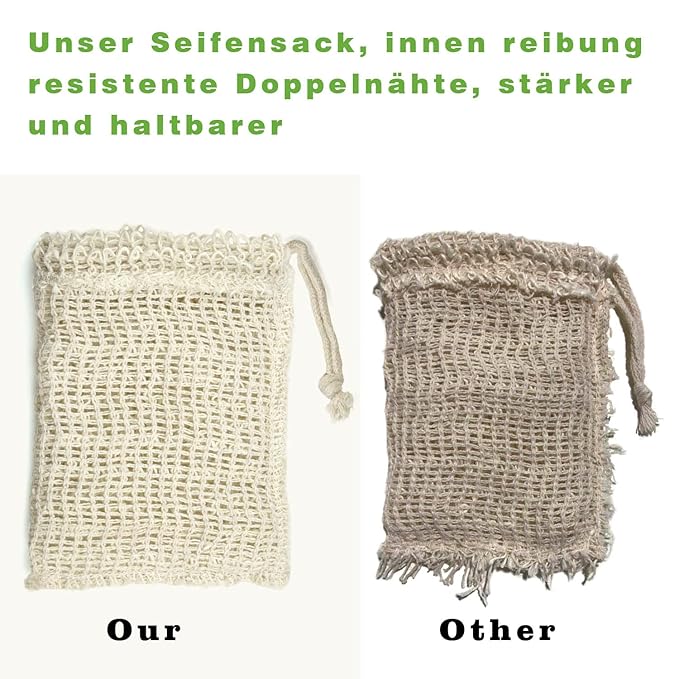 E-Know Soap Bag, 10 Pack Natural Sisal Soap Saver, Zero Waste Plastic-free Soap Net, Foaming and Drying The Soap, Massage, Peeling