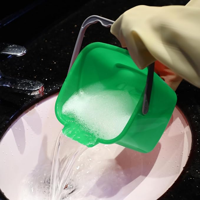 Roshtia 6 Pcs 6 Quart Cleaning Bucket Small Sanitizing Square Bucket Detergent Pail for Home Commercial Restaurant Kitchen Office School(Green)