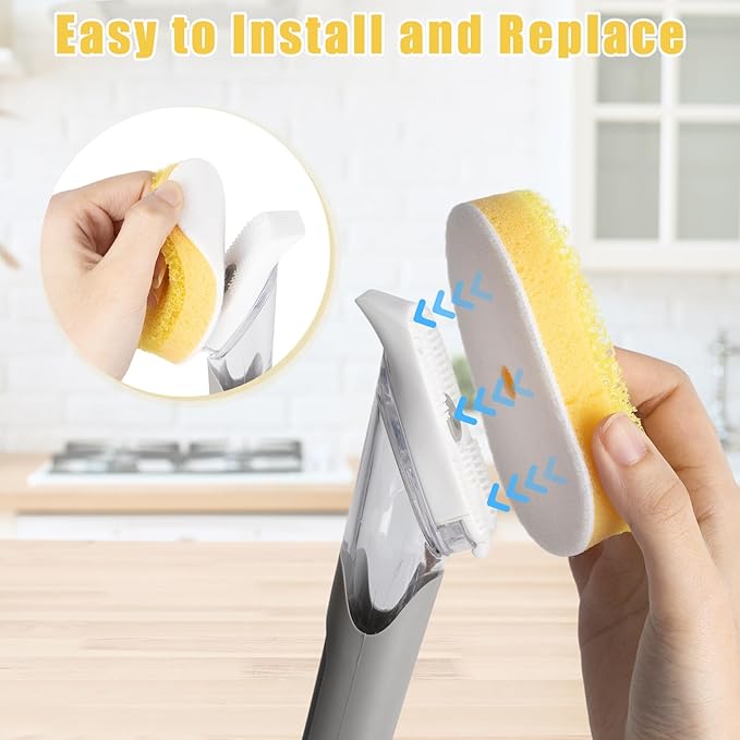12Packs Dish Wand Sponge Refills for Scrub Daddy Dish Daddy - Replacement Heads for Dish Sponges, Non Scratch Dish Washing Scrubbers, Ideal for Kitchen Cleaning, Yellow (Only Sponge Heads)