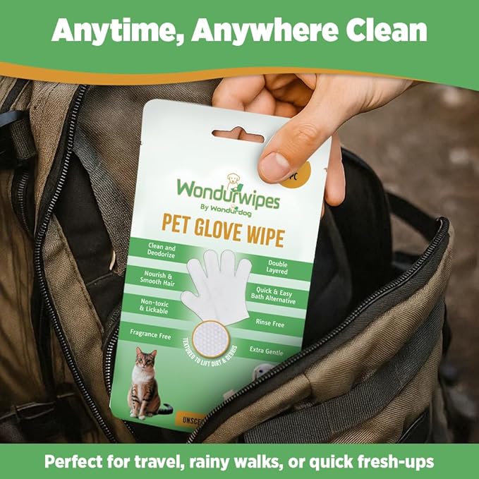 20pc. Premium Pet Glove Cleaning Wipes for Dogs & Cats | Textured, Deodorizing & Hypoallergenic Gloves with Aloe Vera & Shea Butter – Gentle, Skin-Safe Wipes for Fur, Face & Body, Odor Control