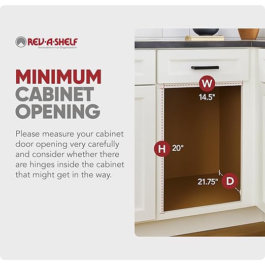 Rev-A-Shelf 35 Qt Bottom Mount Double Pullout Under Cabinet Kitchen Trash Cans w/Soft-Close for Base Cabinets, 150 Pound Rated Full-Extension Slides, Min Opening Width of 14.5", Gray, 4WCBM-18DM-2