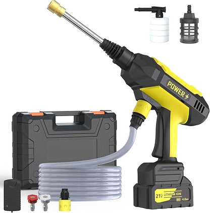 950PSI CordlessPowerWasher with Foam Cannon for Car, Lane, Patio Cleaning, Yellow