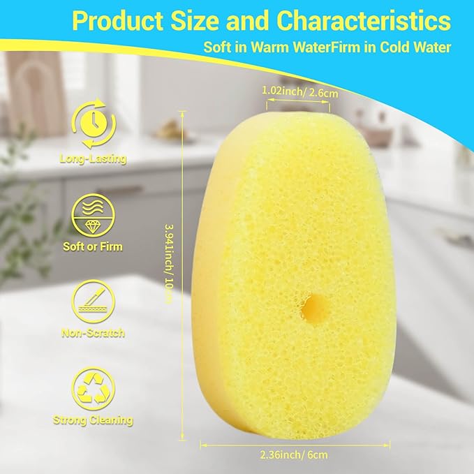 12Packs Dish Wand Sponge Refills for Scrub Daddy Dish Daddy - Replacement Heads for Dish Sponges, Non Scratch Dish Washing Scrubbers, Kitchen Dish Cleaning (Only Refills)