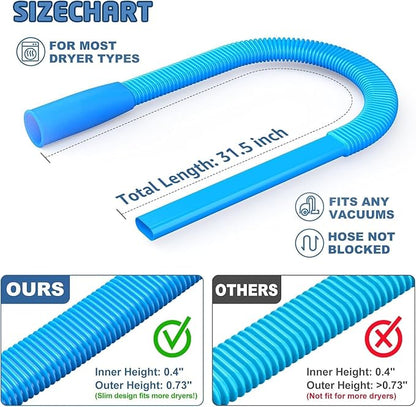 PetOde Dryer Vent Cleaner Kit, Flexible Dryer Lint Vacuum Attachment Compatible with Most Vacuum Cleaner, Blue