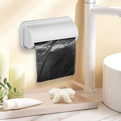 Toyvian Trash Bag Dispenser, 2pcs Wall Mounted Grocery Bag Holder Dispenser Under Sink Garbage Storage Organizer for Kitchen Bathroom Pantry Space Saving Plastic Container (Grey)