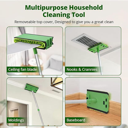 Ceiling Fan Cleaner Duster Replacement Head Compatible with Unger Telescopic Extension Pole Fan Blade Cleaning Tool Reusable Pads for Cleaning Ceiling Fan, Baseboard, Blind, Molding, Cobweb