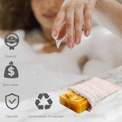Soap Bag,5 Packs Bar Saver Pouch,Sisal Soap Saver Bag Mesh for Exfoliating, Shower,Scrubber