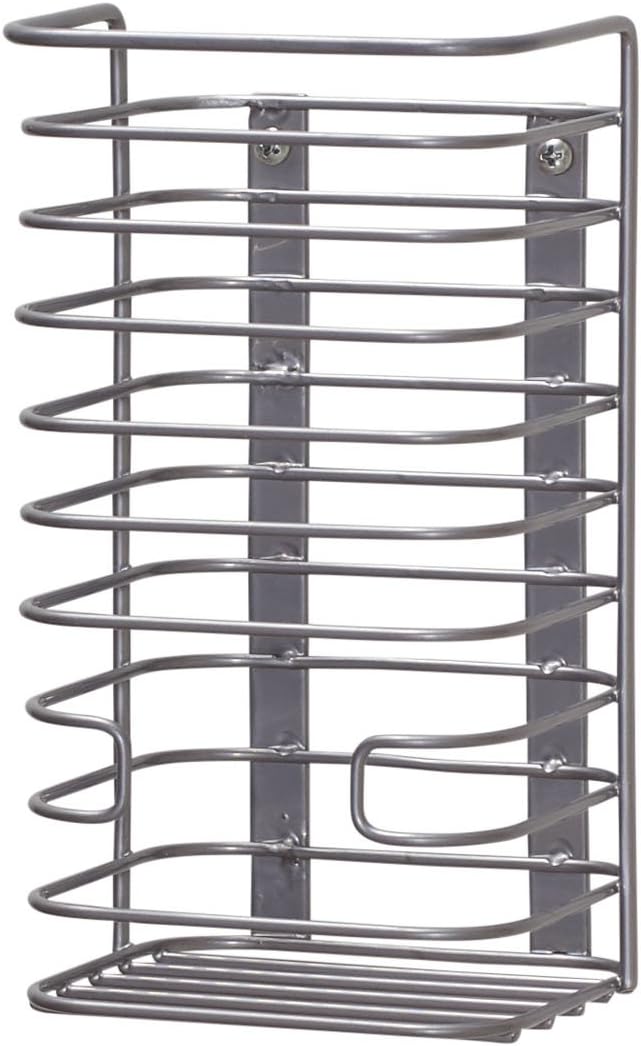 Household Essentials Cabinet Door Trash Bag Holder, Steel Frame, Satin Nickel Powder Coating, Perfect for Disposable Bags and Other Necessities, Easy Installation, Hardware Included
