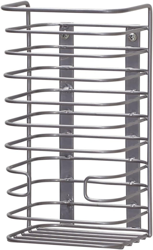 Household Essentials Cabinet Door Trash Bag Holder, Steel Frame, Satin Nickel Powder Coating, Perfect for Disposable Bags and Other Necessities, Easy Installation, Hardware Included