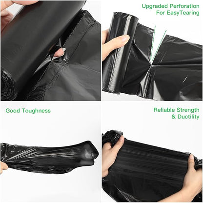6 Gallon Compostable Trash Bags - Black Medium Garbage Bag 5 Rolls 200 Count Extra Thick Waterproof Unscented Waste Basket Liners for Garage/Kitchen Use Inwaysin