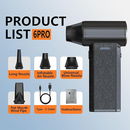 Compressed Air Duster-110000RPM Super Power Electric Air Duster, 3-Gear Adjustable Mini Blower with Fast Charging, Dust Blower for Manchine, Keyboard, House, Outdoor and Car