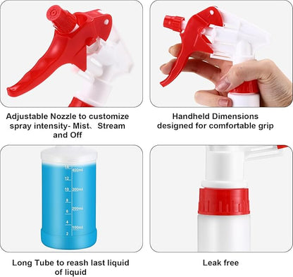 Eccliy 12 Pcs 16 Oz Plastic Spray Bottle, Adjustable Empty Reusable Sprayer for Cleaning, Planting, Water, Bathroom and Kitchen, BBQ, Commercial and Residential (Measurment,Red)