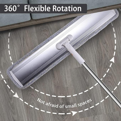 Flat Mop for Cleaning Floors Heavy Duty Microfiber Wet Mop Deep Cleaning for Hardwood, Tile & Laminate, Includes 4 Reusable Washable Pads and Adjustable Long Handle (32 in Mop Set)