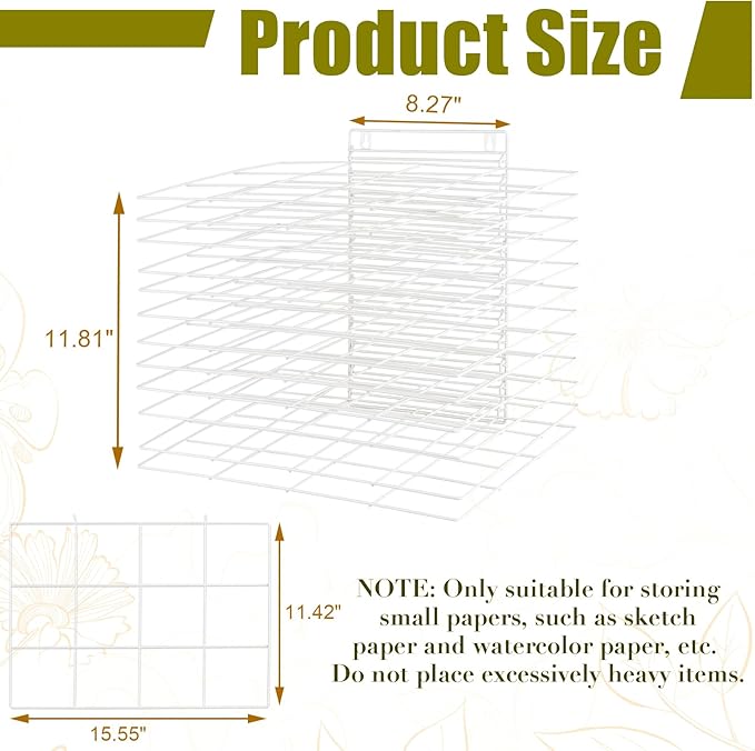 Art Drying Rack for Classroom Paint Drying Rack Small Wall Art Storage Rack with 12 Removable Shelves for Classrooms and Art Studios (White, 12 Shelves)