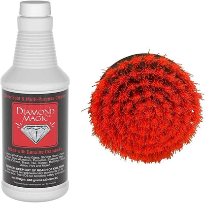 20oz Commercial/Janitorial Hard Water Spot Cleaner & Stain Remover Combo Pack w/ 4" Drill Brush Accessory