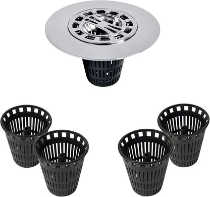 Danco 10529P Chrome Shower Drain Hair Catcher for Stand-Alone Shower, 3-inch Shower Drain Hair Trap, Includes 5 Replacement Baskets, Shower Strainer