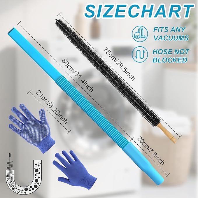Upgraded Dryer Vent Cleaner Kit: Universal Vacuum Hose Attachment for Lint Removal Fits All Vacuums Cleaner Vacuum Hose With Brush Lint Brush Gloves