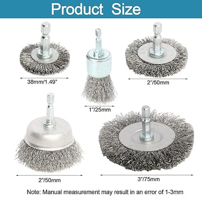 FPPO 12 Pack Carbon Steel Wire Wheel, Cup, Pen Brush Set with 1/4-Inch Hex Shank for Rust Removal, Corrosion and Scrub Surfaces