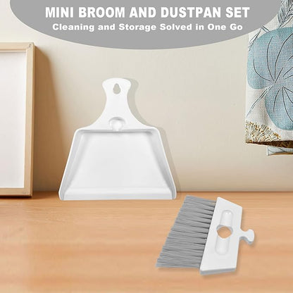 Mini Dustpan Brush Set Small Dustpan Broom Combo Set for Table Mini Dust pan with Brush Tiny Cleaning Sweeper for Car Desk Keyboard Drawer Pet Nest