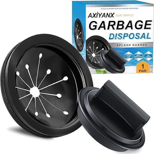 3 1/8" Inch Garbage Disposal Splash Guard with Garbage Disposal Drain Cover for Sink,Rubber Garbage Guard and Garbage Disposal Stopper for Whirlaway, Waste King, and GE Models (Black 3 1/8 in)
