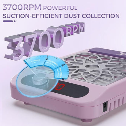 Nail Dust Collector for Nail Techs, Compact & Quiet nail vacuum dust collector with Reusable Filter, Powerful Nail Fan Nail Tech must Haves for Gel Polish, Pedicures, Salon & Home Use, purple