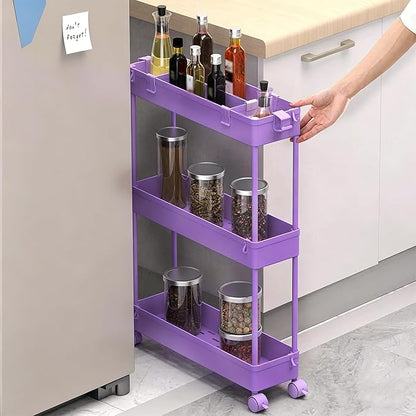 SPACELEAD 2-piece Set Slim Storage Cart 3 Tier,Bathroom Organizer Rolling Utility,Mobile Shelving Unit Slide Out for Office, Kitchen, Laundry Room & Narrow Places