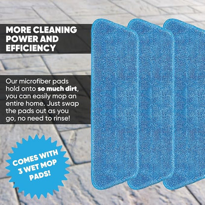 3-Pack Cinch Mop Replacement Heads, Microfiber Mops for Floor Cleaning - Wall Mop with Reusable Washable Pads, Compatible with Cinch Mop - Microfiber Wholesale