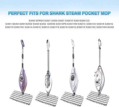 3 Pack Steam Mop Replacement Pads for Shark Steam Mops S3500 Series S3501 S3601 S3550 S3901 SE450 S3801CO S3601D S2901 S2902 Shark Steam Pocket Mop, Reusable Heavy Scrub Steam Mop Pads to Floor Clean