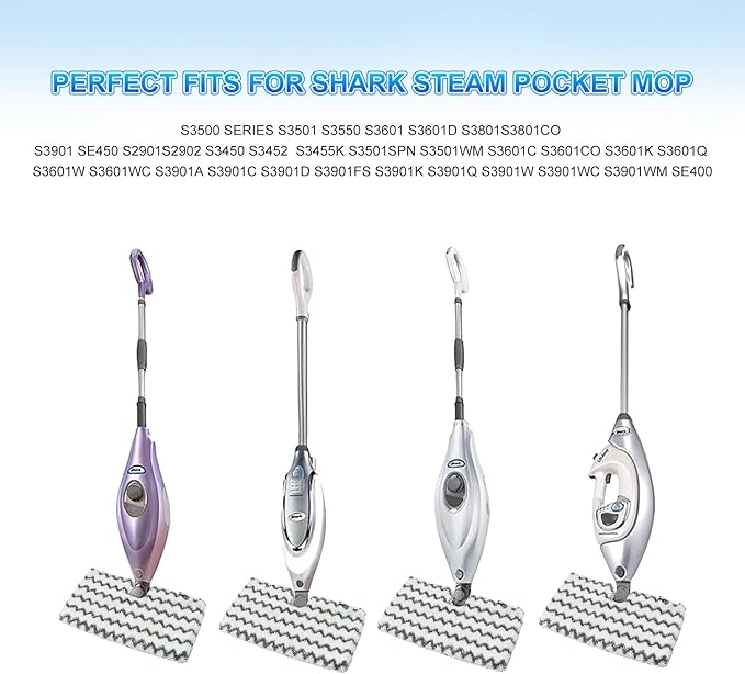 6 Pack Steam Mop Replacement Pads for Shark S3500 Series Steam Mop S3501 S3601 S3550 S3901 SE450 S3801CO S3601D S2901 S2902 Steam Pocket Mop, Reusable Heavy Scrub Steam Mop Pads for Floor Cleaning