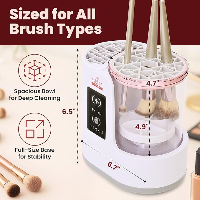 3-in-1 Electric Makeup Brush Cleaner Machine – Automatic Make up Brush Cleaner & Dryer, Portable, USB Powered, 5 Min Auto-Cycle To Clean | Dries Multiple Brushes in 2H -5H Drying Cycle.