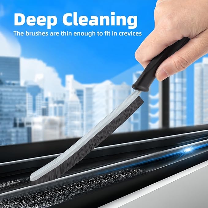 TQRR Hard Bristle Crevice Cleaning Brush-Thin Gap Scrub Brush, Small Cleaning Brush, Grout Brush, Kitchen Brush, Cleaning Tools for Toilet, Bathroom, Sink, Home, Household, Window (3, Light Blue)