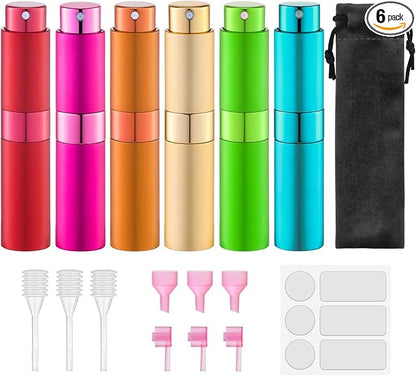Lulupack Travel Perfume Bottle Refillable - Cologne Spray Atomizer Mini - Small Travel Size Empty Sprayer for Refill Sample Container - Portable Fragrance Decant Dispenser for Women Men 8ml 6PCS Green