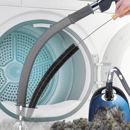 PetOde 2 Pieces Dryer Vent Cleaner Kit - Upgraded Vacuum Hose Attachment Compatible with Most Vacuum Cleaner, Flexible Dryer Lint Brush, Quickly Lint Remove, Deep Gray