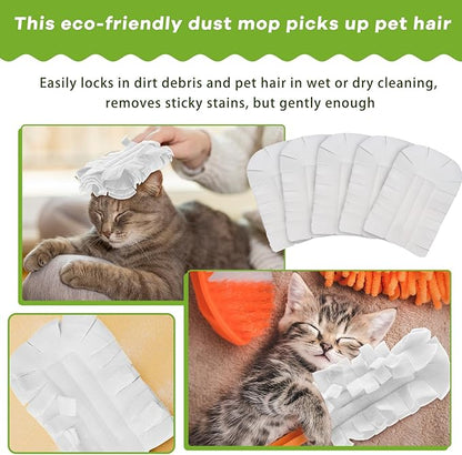 Zubebe 6 Pcs Duster Refill Reusable Fleece Duster Refills Feather Flat Dusters Multi Surface Washable Cleaning Pads Tools for Home, Blinds, Car, Pet, Furniture, Fans (White)