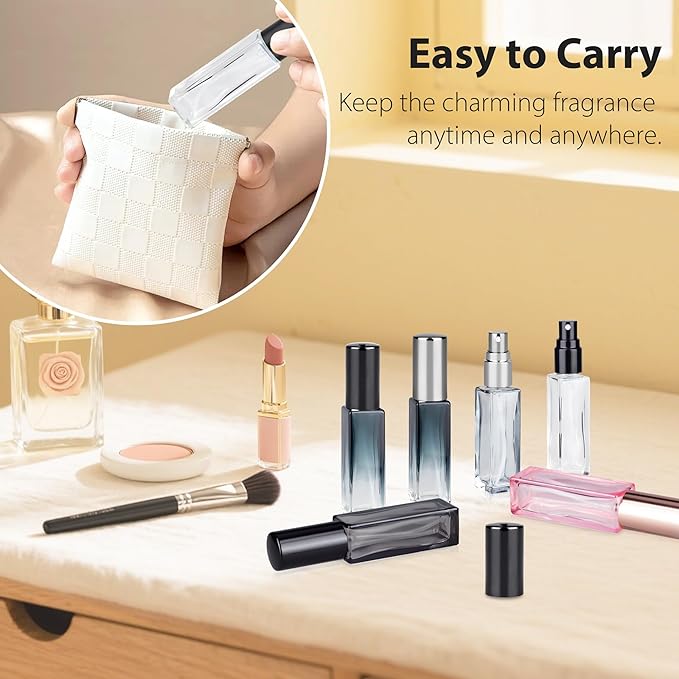 Perfume Refill Bottle, Mini Leak-proof Portable Perfume Travel Refillable Dispenser, 5pcs 10ml Empty Atomizer Sprayer, Pocket Glass Bottle with Funnel and Pipette for Cologne (Clear)
