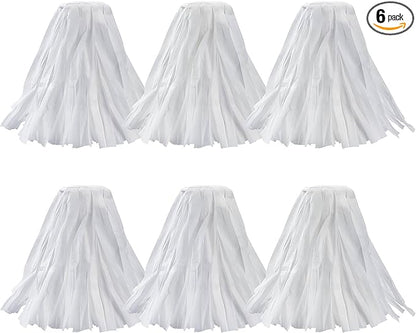 Matthew Cleaning Looped-Open Disposable Industrial Wet Mop Head 1.25'' Universal Headband Non-Woven Commercial Replacement for Indoor & Outdoor Use, Floor Cleaning String Mop Refill 6 Pack