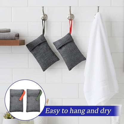 JJUNW 4 PCS Exfoliating Soap Bags, Deep and Gentle Exfoliating Soap Pouch Nylon Body Scrubber Shower Sponge Loofah Bar Soap Bag for Washing Body Travel with Quick-Dry Mesh