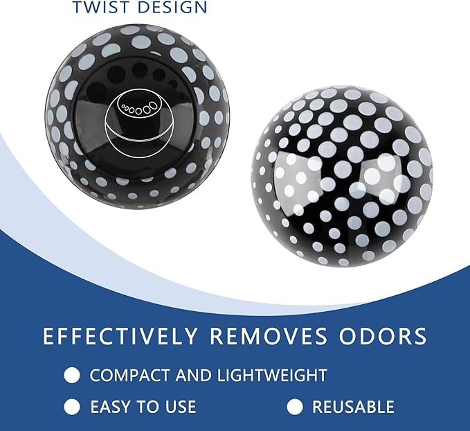 Knixmax Sneaker Deodorizer Shoe Freshener Balls, Odor Eaters for Shoes Boots Mules, Smell Eliminator Ball for Gym Gear Bags and Lockers, Fresh Linen Scent, Pack of 6, Black White