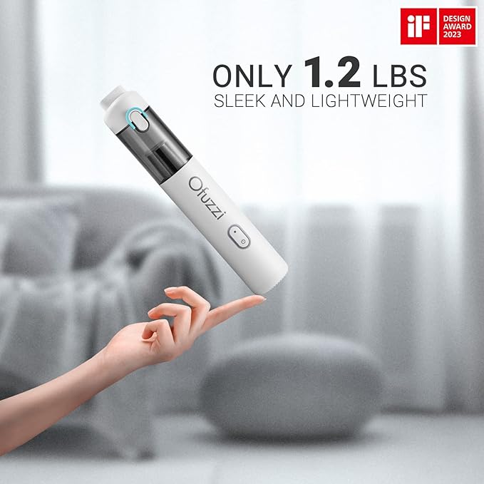 Ofuzzi H8 Apex Car Vacuum Cleaner, Portable Handheld Vacuum Cleaner with 12000Pa High Power, Ultra-Lightweight 1.2lbs, USB-C Fast Charging, Mini Car Vacuum for Car, Home, Pet Hair,