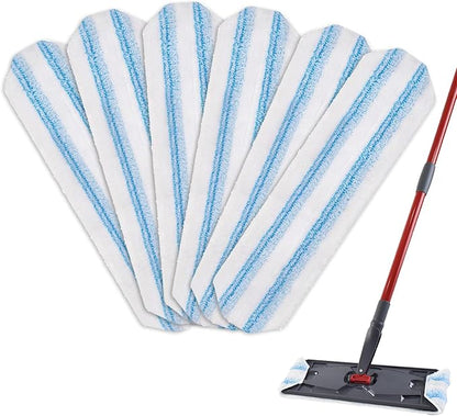H2prO Mop Pads Replacements Compatible with Flat Mop System, Replace Mop Heads for Mop, Machine Washable Reusable Microfiber Pad Refills for Floor Cleaning (6 Pack)