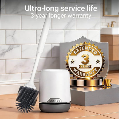 Lefree Silicone Toilet Brush and Holder, Bathroom Cleaner Brush Set, Non-Slip Handle Toilet Bowl Brush with TPR Soft Bristle, Wall Mounted/Floor Standing